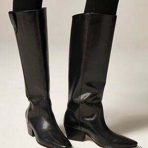J.Crew Black Knee-High Leather Boots Size 12